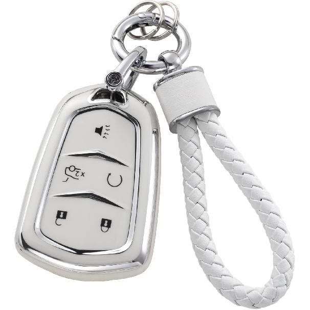 Чехол-брелок Cadillac с брелком, защитный чехол для ключей из мягкого ТПУ, подходит для Cadillac Escalade CTS SRX XT5 ATS CT6, 5 кнопок, смарт-ключ