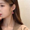 Red Four-Leaf Clover Earrings for Women - High-End, Fashionable Silver Jewelry with Chic Fragrance Style.