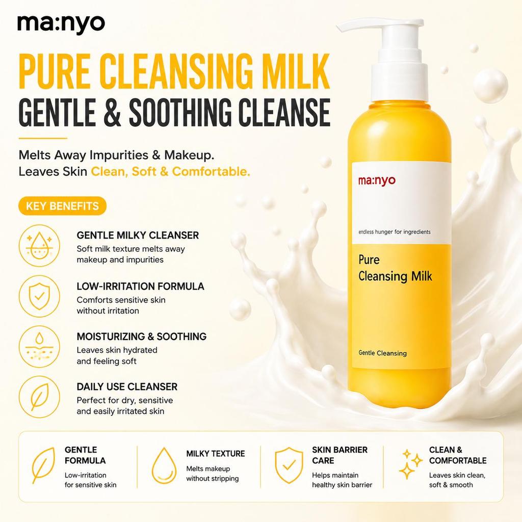 [Manyo Factory] Очищающее молочко - Нежное успокаивающее средство с низкой степенью раздражения для чувствительной кожи, 200 мл | Olive's K-beauty