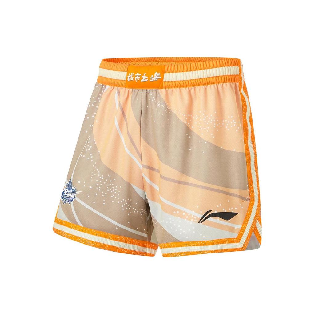 Li-Ning Баскетбольные брюки CBA Series с полным принтом и легким круговым узором, эластичный пояс, прямые, мужские брюки, рок-бело-серые, AAPU197-3