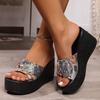 Женские летние сандалии, новые, на толстой подошве, на танкетке, удобные, большого размера, с принтом, женские крутые шлепанцы, партия
