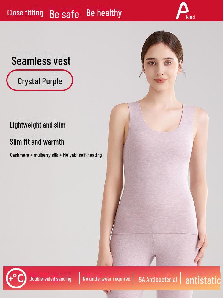 Термобелье унисекс из немецкой шерсти: Бесшовный утепленный жилет из шелка и кашемира, плюс бархат, плотный и теплый для осени и зимы.