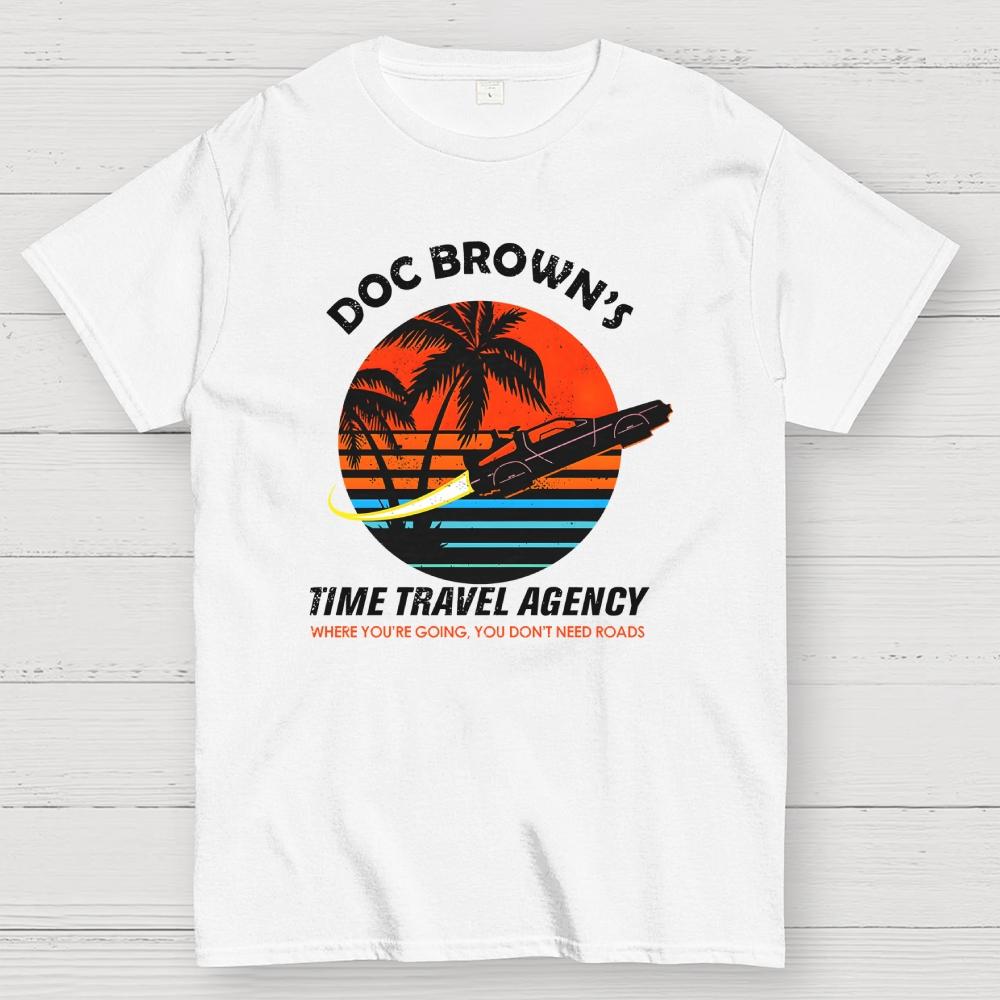Doc Browns Time Travel Agency Cotton Summer Casual Cool Loose T-Shirt