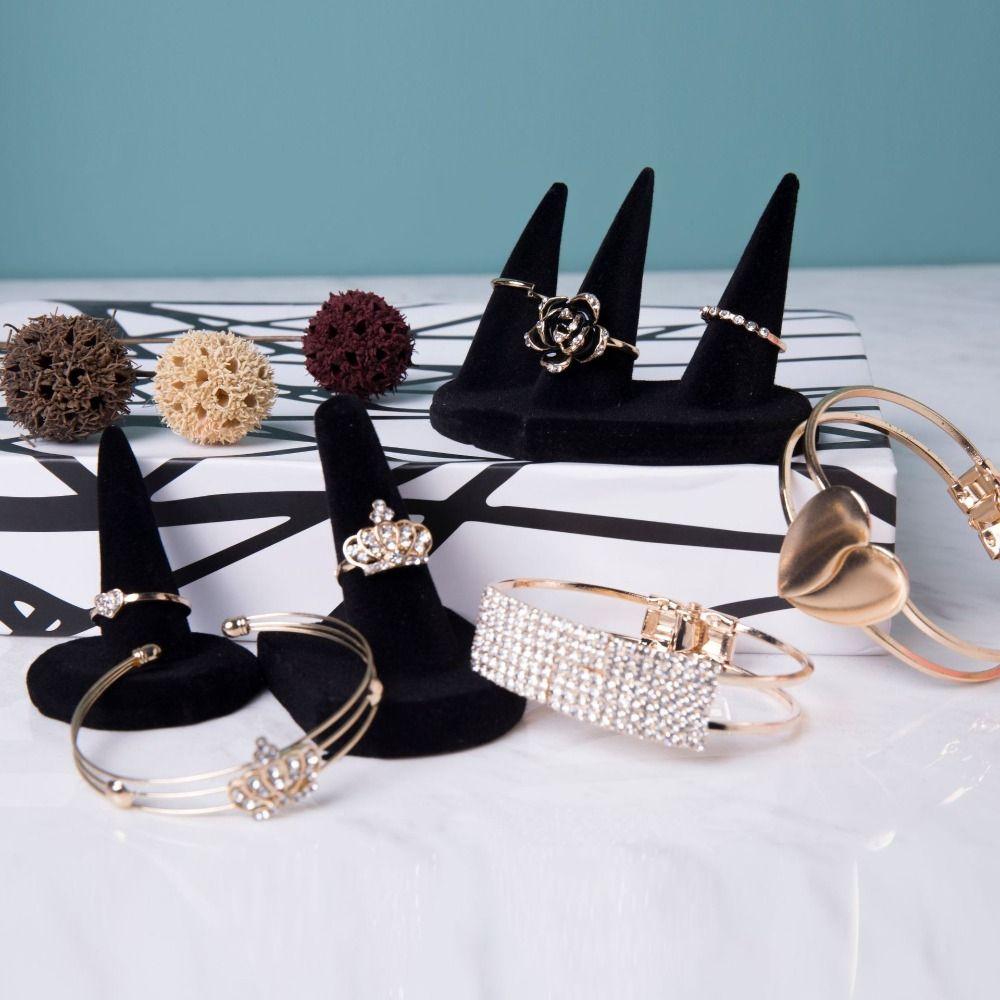Organizer Jewelry Display Rack Velvet Ring Display Stand Simple Rings Display Holder Women