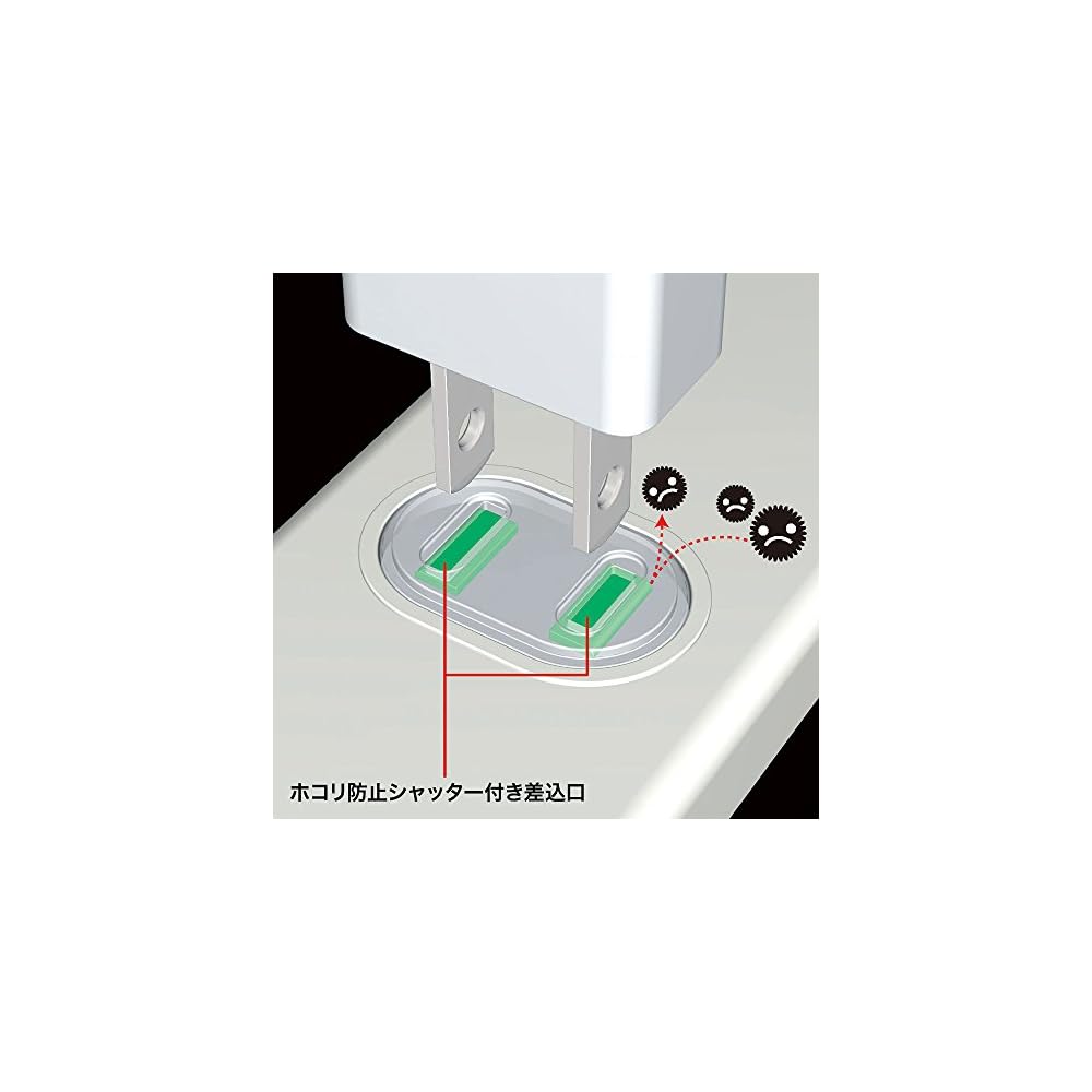 Sanwa Supply Power Strip with Fire Prevention and Dustproof Shutters, Master Switch, Swivel Plug,