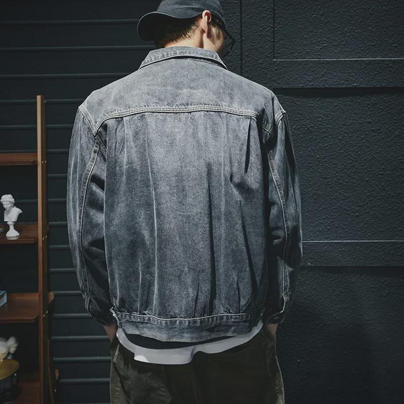 Мужская модная куртка свободного кроя в американском ретро-стиле из денима: Модная рабочая одежда больших размеров для молодежного стиля