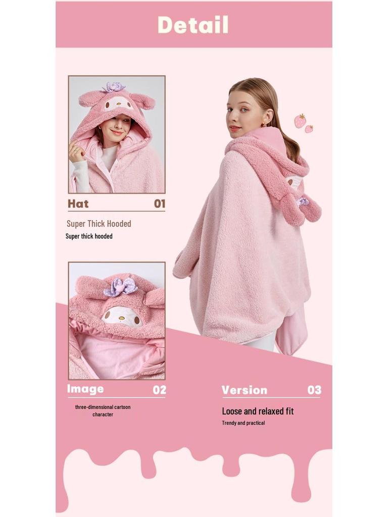 Cute Pet Hooded Nap Blanket: Versatile Plush Shawl for Office & Home