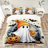 3pcs Halloween Cute Ghost Bedding Set - 1 Soft Quilt Cover + 2 Pillowcases, Machine Washable - Suitable for All Seasons N045