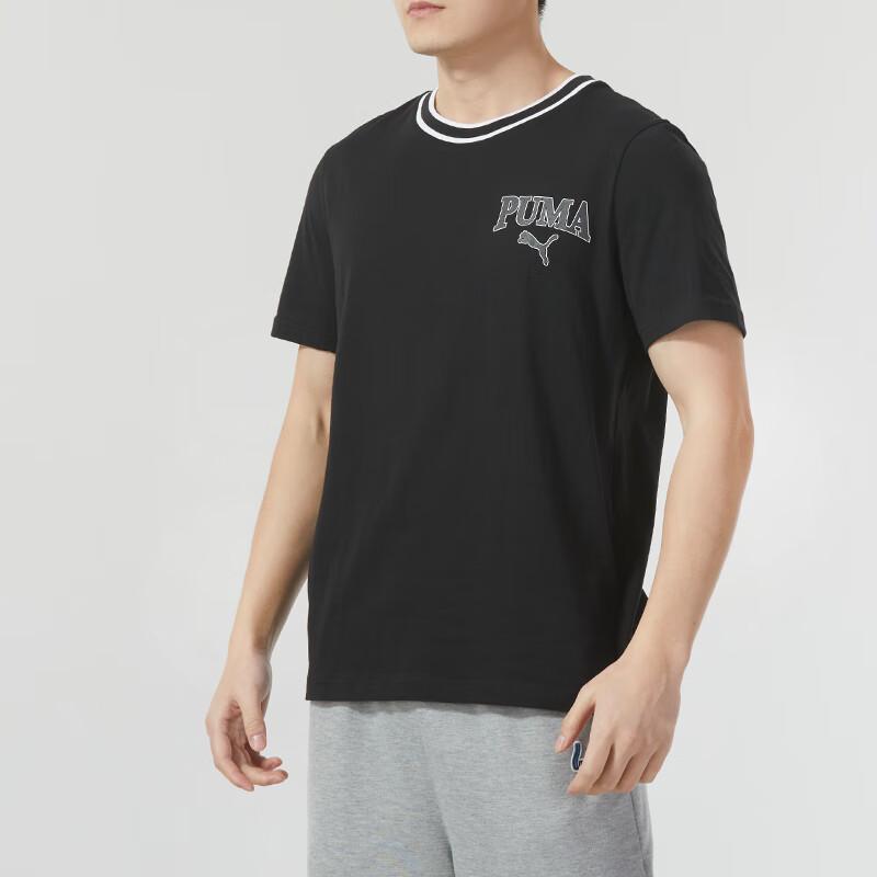 Puma Футболка с коротким рукавом и круглым вырезом, с принтом логотипа, сшитая из дышащего материала, мужская, черная 682184-01