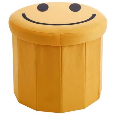 Детский складной пуф для хранения с улыбающимся лицом, органайзер для игрушек, забавный дизайн, сиденье для уголка для чтения, прочный, мягкая микрофибра, подходит для игровой комнаты