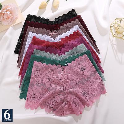 FINETOO 6 шт. женские цветочные кружевные трусики с высокой талией трусики сексуальное женское белье бразильские трусы женское нижнее белье бикини интимное