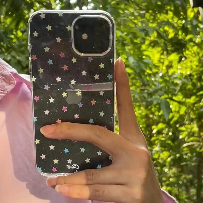 Яркий Звездный Граффити Блестящий Чехол Для Телефона Для iPhone 17 16 15 14 Pro Max 13 12 11 XS X 16E 7 8 Plus Прозрачная Ударопрочная Крышка