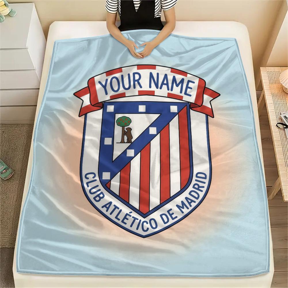 Custom Name Atletico de Madrid Flannel Blanket, High quality Comfortable for All Seasons, Home Decor, Warmth and Comfort