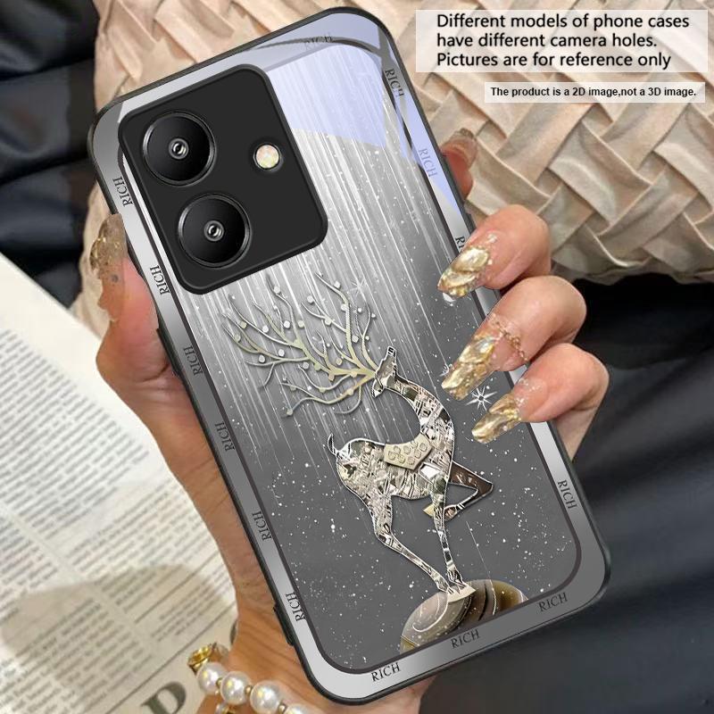 Чехол из черного стекла Starry Night Deer Chart для Redmi Note 13 Pro+ 14 Pro 8 9 9S 12S 10 Pro 11 12 A3 12 13 K60 Ultra 13C 14C