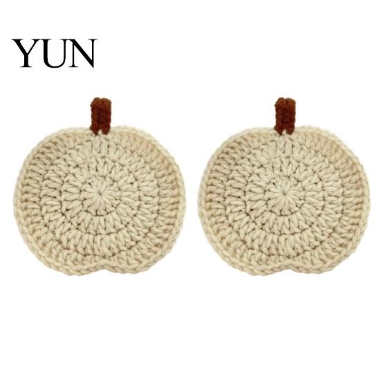 Easy to Clean Table Mats Handmade Crochet Pumpkin Coasters, Soft Polyester Coffee Mats, Cushion Autumn Themed Farmhouse Dining Accessories for Kitchen