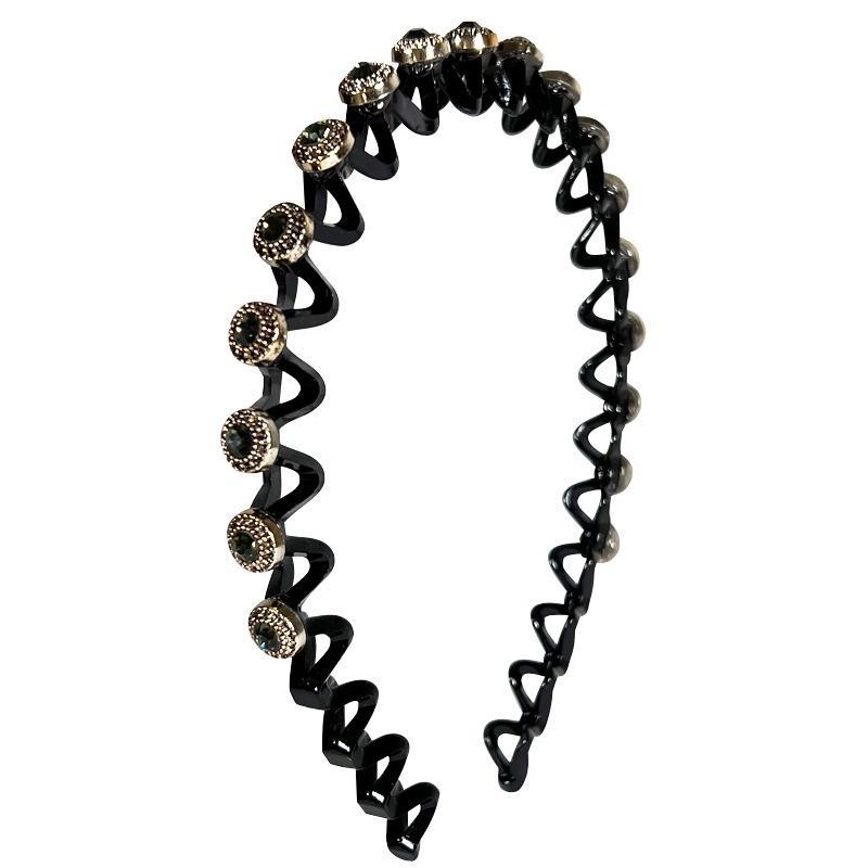 Rhinestone Wave Headband Women's Hair Pressing Hairpin Hair Tidying Artifact Headband Hairpin Autumn and Winter Headdress