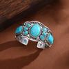 New Retro Bohemian Natural Turquoise Cuff Bracelet Ethnic Style Vacation Casual Travel Accessories For Women Boho Exquisite Accessories