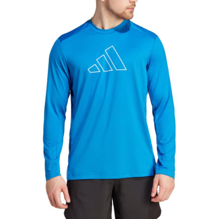adidas Оригиналы TI 3B LS TEE Мужские футболки Синий Круглый вырез Умеренный Прямой крой IN9807
