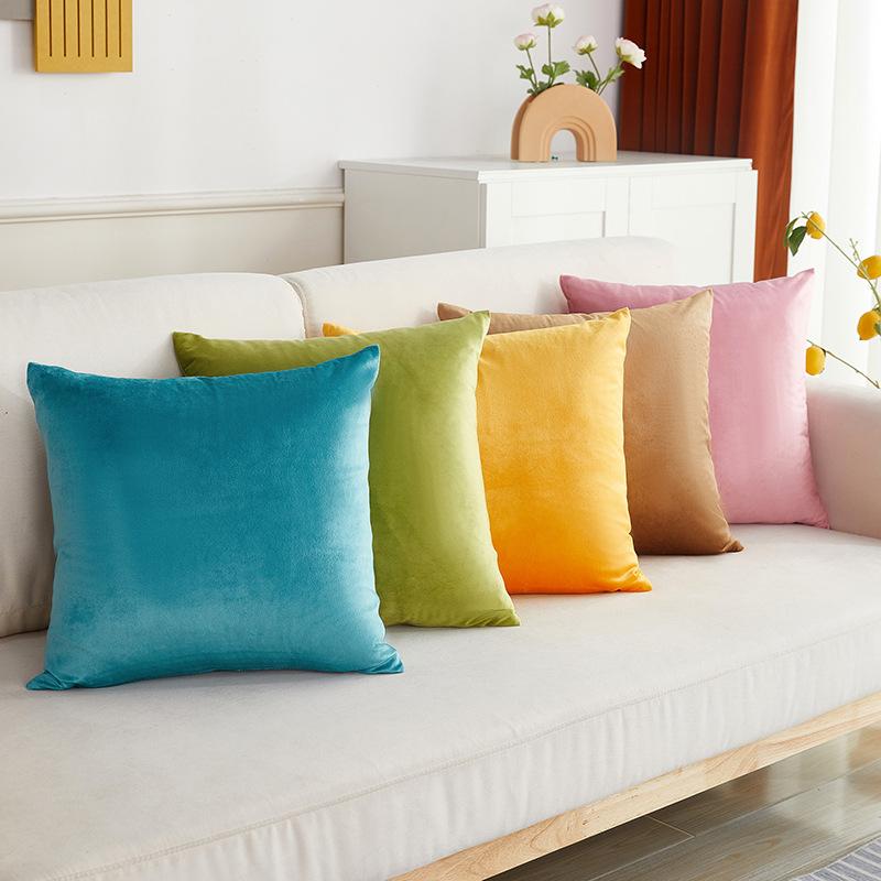 Подушка из однотонного бархата в скандинавском стиле, поясничная подушка, однотонная подушка для дивана, офисная поясничная подушка для спины