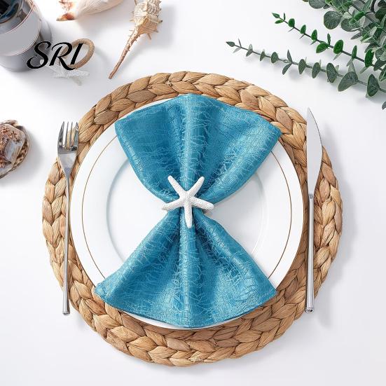 Nautical Theme Tableware 6Pcs Coastal Starfish Napkin Rings Rustic Summer Holiday Holders Seaside Party for Beach House Mediterranean Table Decor