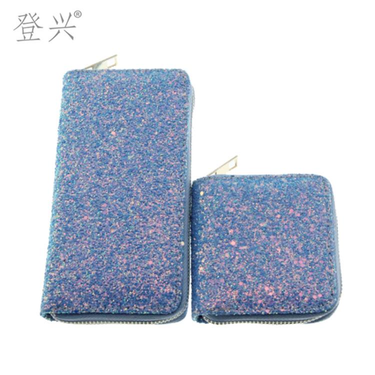 New Laser Fluorescent Diamond Sequins Women's Short PU Wallet, Student Children's Bag