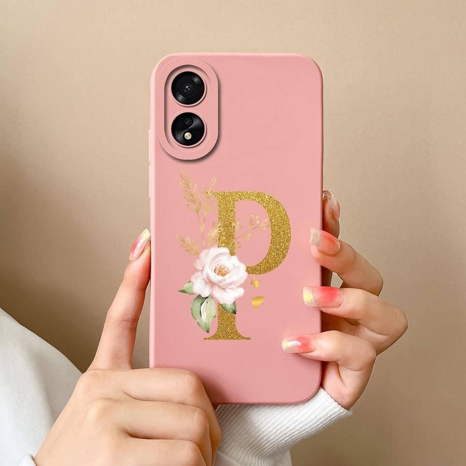 For OPPO Realme Narzo 60 Pro C51 11 Pro Plus A2 A58 A98 Phone Case Fashion Protective A-Z Flower Matte Liquid Silicone Soft Back Cover For OPPO Bumper