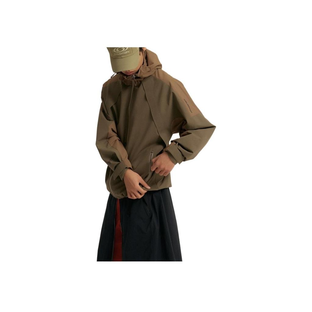 SALOMON Color Block Hooded Zip Long Sleeve Loose Jacket Men Jacket Slate C28025