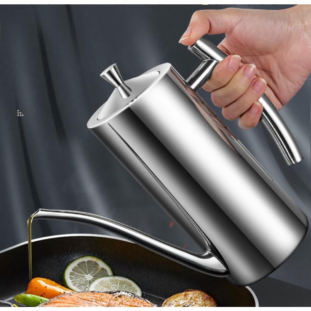 Премиальная бутылка-дозатор для масла из нержавеющей стали, кухонная креманка 700 мл/24 унции, герметичный контейнер для масла для приготовления пищи на кухне