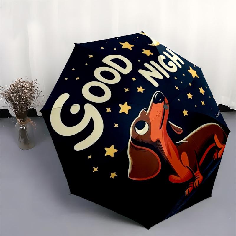1pc Good Night Dachshund Umbrella with Plastic Handle,Suitable for All Seasons Home Travel Outdoor UmbrellaDD332