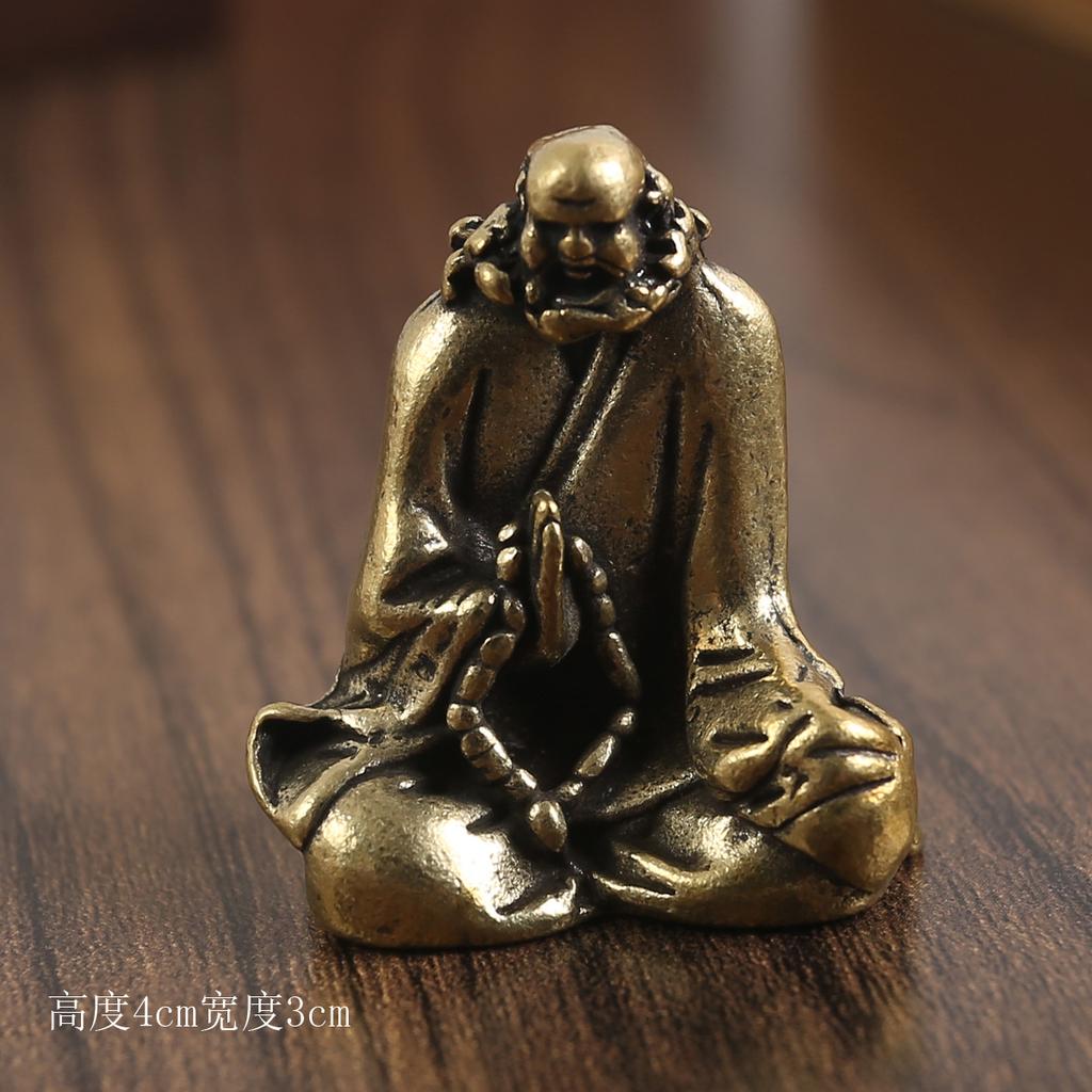 Дзен Дхарма Патриарх Латунь Песочный Монах Орнамент Антикварный Будда Домашнее Подношение Будда Кабинет Пресс-папье Медная Коллекция