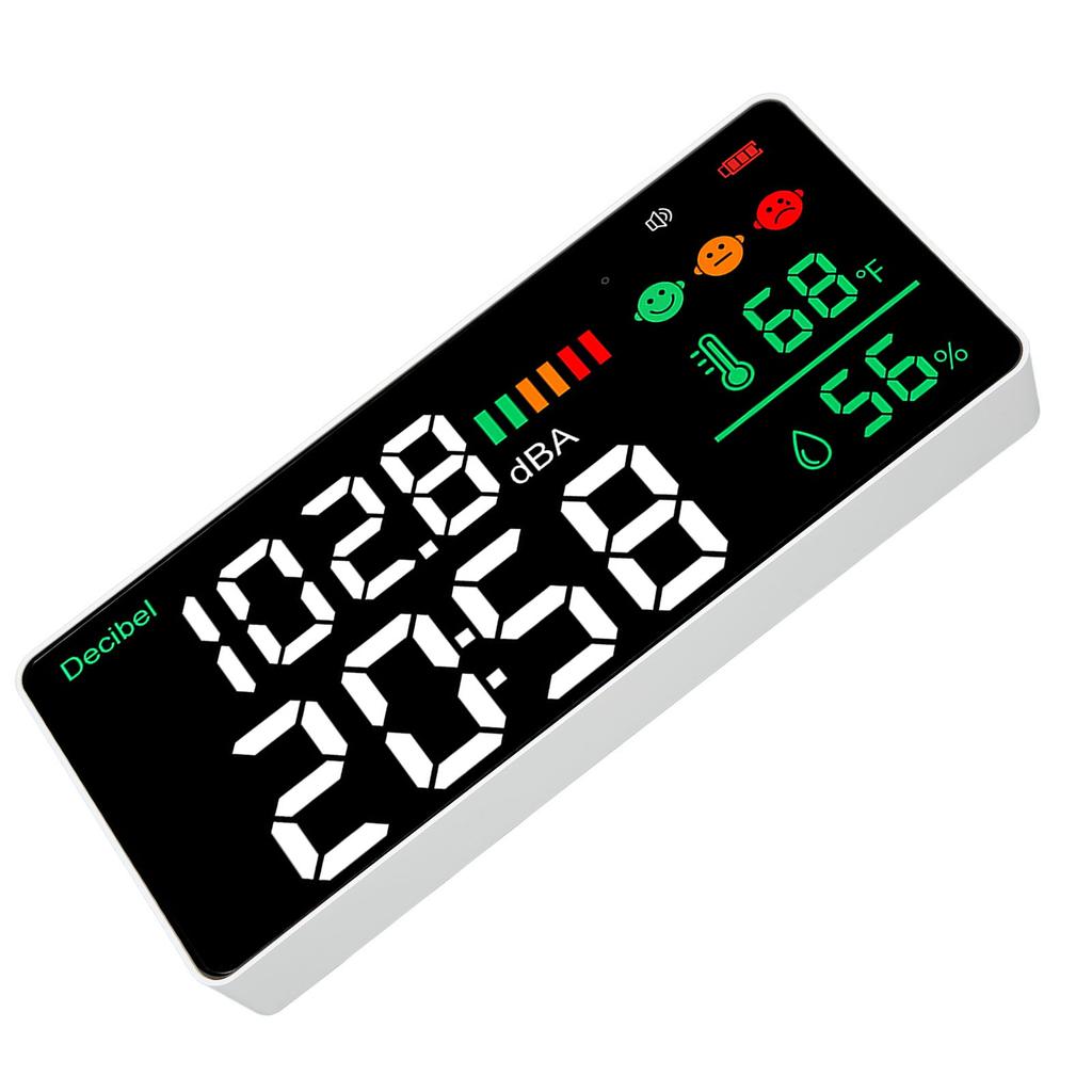 Decibel Meter 30 To 130db Wall Mounted Sound Level Reader 11 Inch LED Time Temperature Humidity Noise Meter