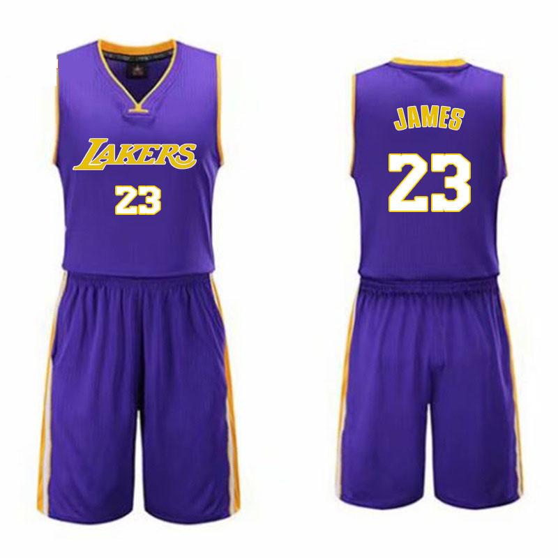 Баскетбольный комплект формы Los Angeles Lakers Леброн Джеймс из полиэстера для мужчин и любителей спорта