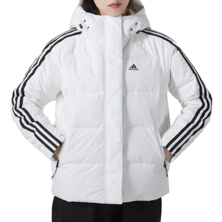 adidas Спортивная теплая куртка-пуховик с пышными рукавами и боковой полосой, женская верхняя одежда, белая IT8721