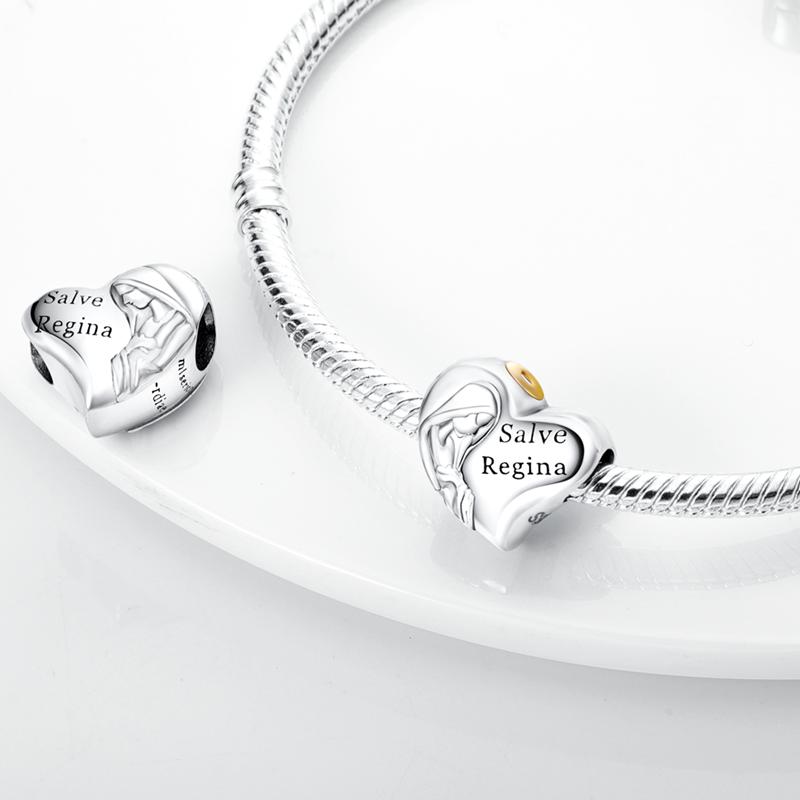 925 Silver Color Zirconium Heart Shape Charms Beads Feather Perfume Bottle Music Dangle Fit Bracelet Necklace Jewelry