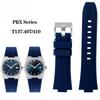 Резиновый ремешок для часов для серии Tissot PRX Super Player T137.410 Ремешок Спортивный Водонепроницаемый Силиконовый Мягкий Браслет Черный Синий 24x12мм