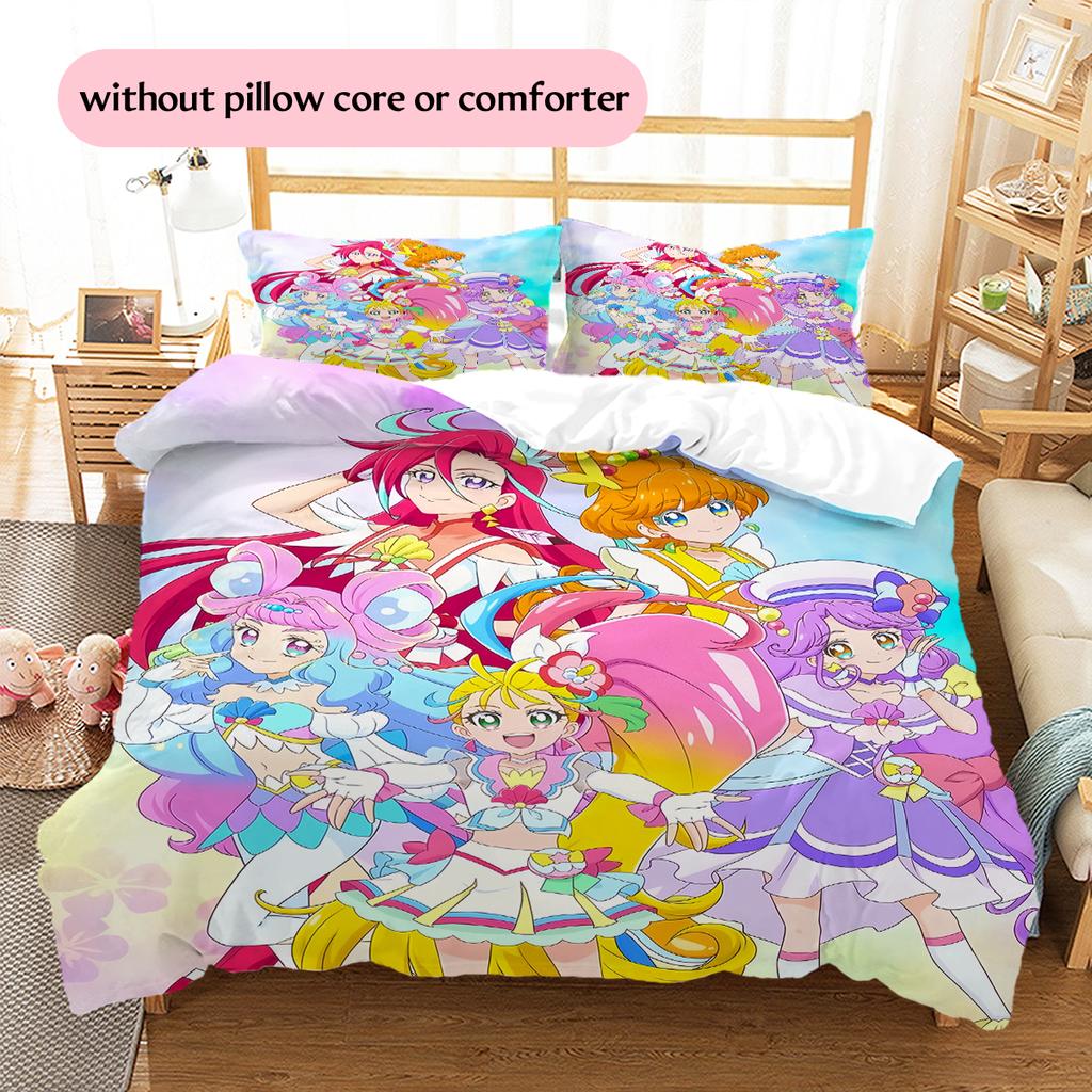 Постельное белье Pretty Cure Color Collage: пододеяльник и наволочки, Постельное белье для фанатов Pretty Cure, Идеальный подарок.chl