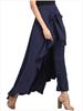 Womens High Waist Straight Leg Pants Summer Ruffle Hem A-line Flowy Long Skirts with Belt