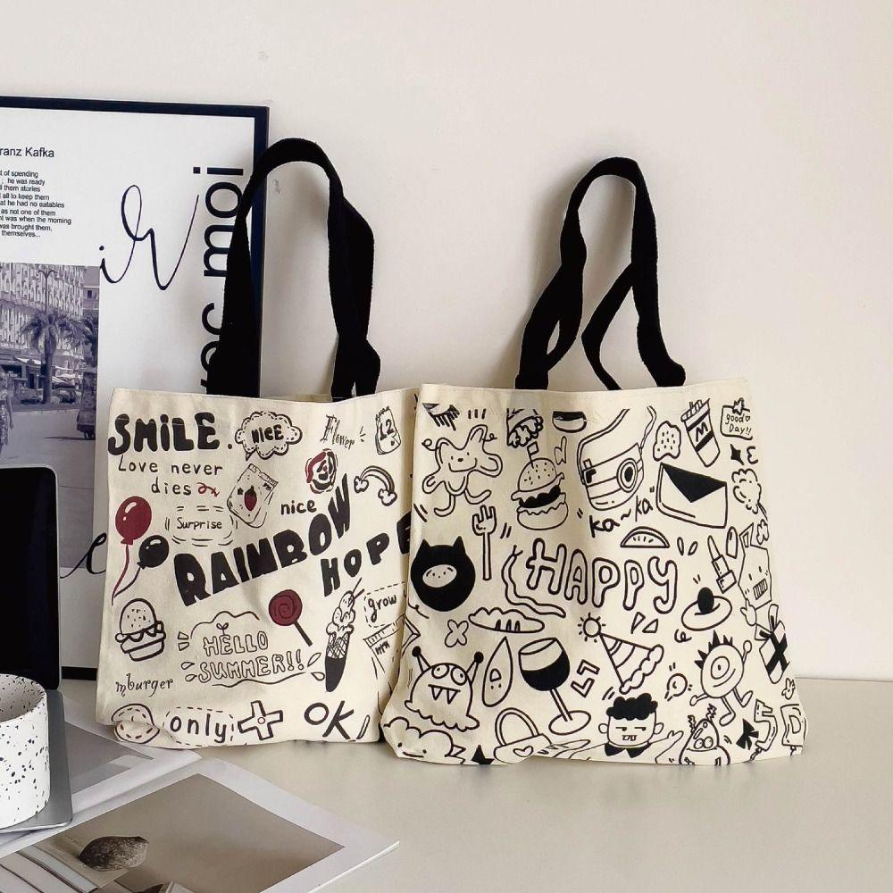 Shopping Bags Women's Hand Canva Bag Portable Canvas Tote Bag Fashion School Hand Bags
