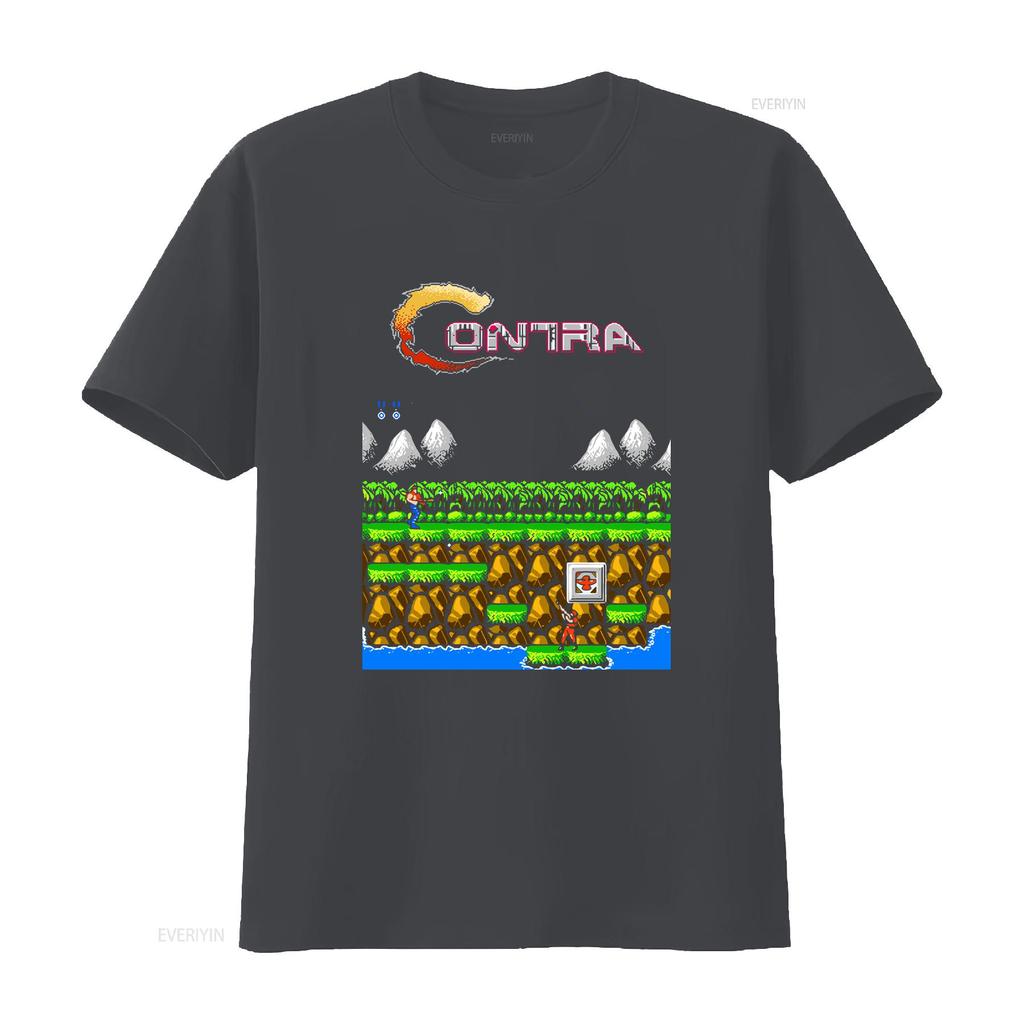 Contra gryzor stage 1 NES Famicom игра 8-битный экран Футболка Аркадный классический винтажный ретро дизайн все размеры винтажный Постиранный