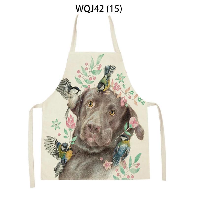 Animal Dog Bear Deer Pattern Kitchen Aprons for Adult Kids Linen Bib Home Cleaning Apron Butterfly Pattern Cooking Baking Aprons