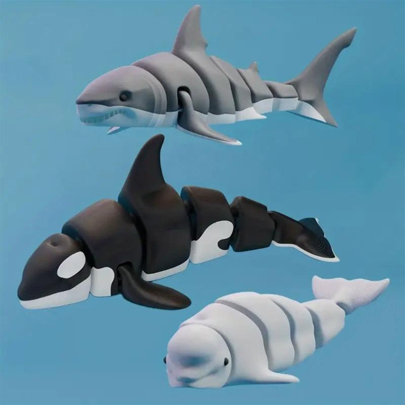 Артикулируемые 3D-печатные морские животные Декор Акула Кит Пингвины Фигурка С Гибкими Сочленениями Для Настольной Полки Декор Искусство