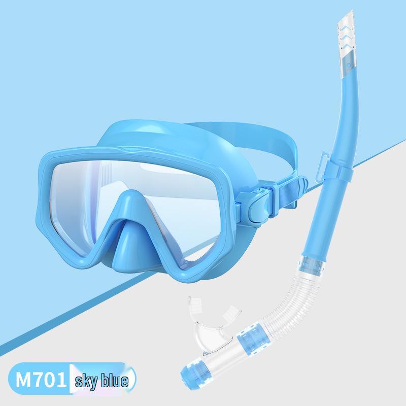 Snorkeling Set: Wide-View Mask & Semi-Dry Breathing Tube - Silicone Diving Goggles 2-Piece Kit