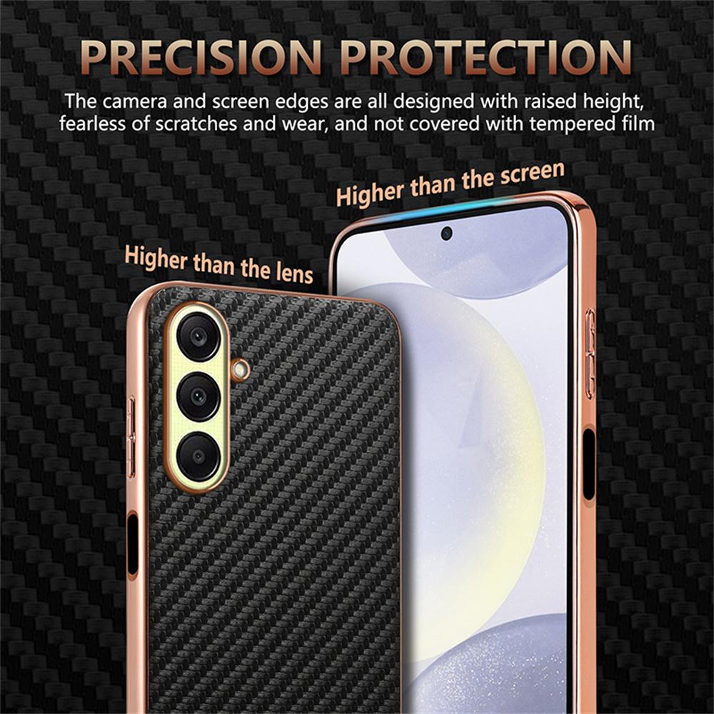 AZNS For Samsung Galaxy A37 5G Case Electroplating Carbon Fiber Texture PU + TPU Phone Cover