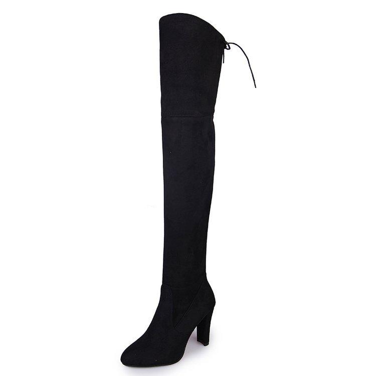 European & American Plus Size Over-the-Knee High Heel Frosted Boots with Side Zipper