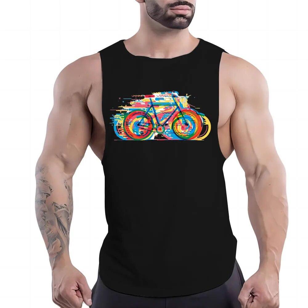 Four Seasons Men's Fitness Vest Comfortable Casual 2D Printed Multi-color Outdoor Sports Breathable Quick Drying Men's Vest