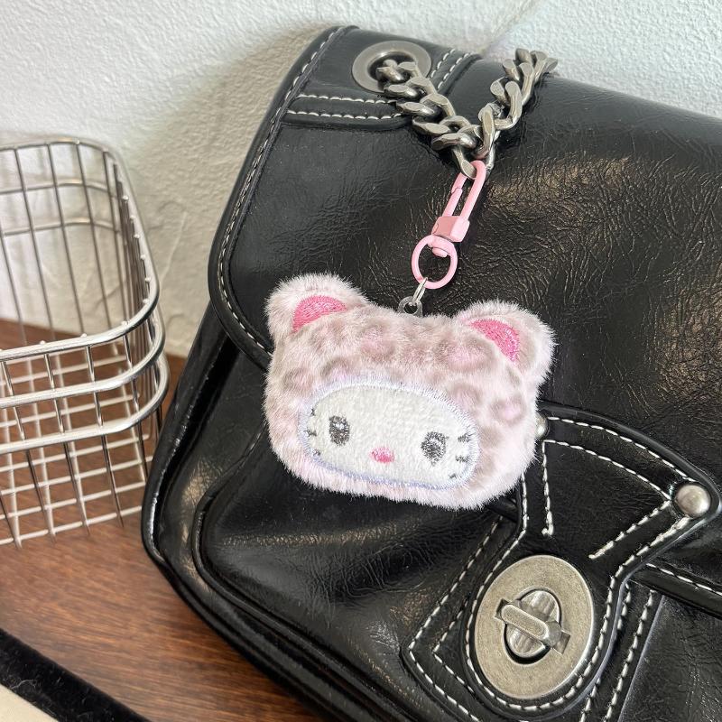 Мультяшная серия с леопардовым принтом Брелок Hello Kitty Плюшевая кукла Котенок Кити Брелок Подвеска для сумки Украшения Подарок