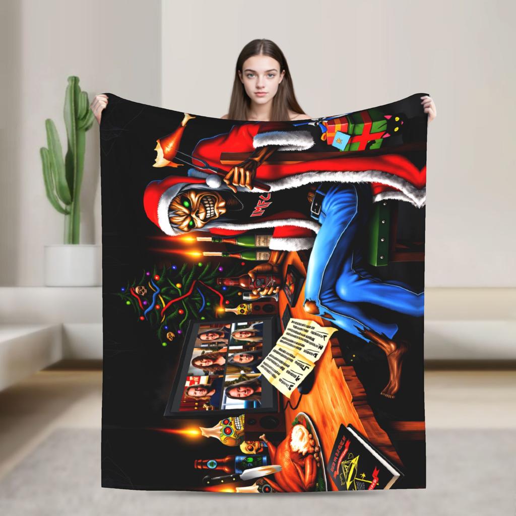 Merry Christmas Blanket I-Iron M-Maidens Tour 2025 Super Soft Plush Throw Blanket For Outdoor Flannel Bedspread Bed Cover