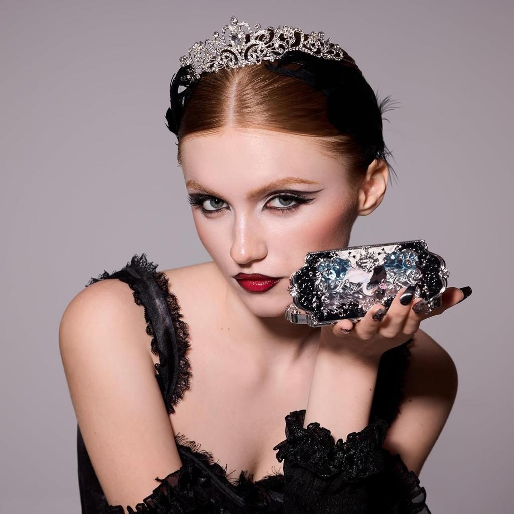 Палетка макияжа Flower Knows Swan Ballet из шести цветов, Черно-красные тени для век с 4 матовыми + 2 мерцающими оттенками 0,23 унции(02 Чёрный лебедь)