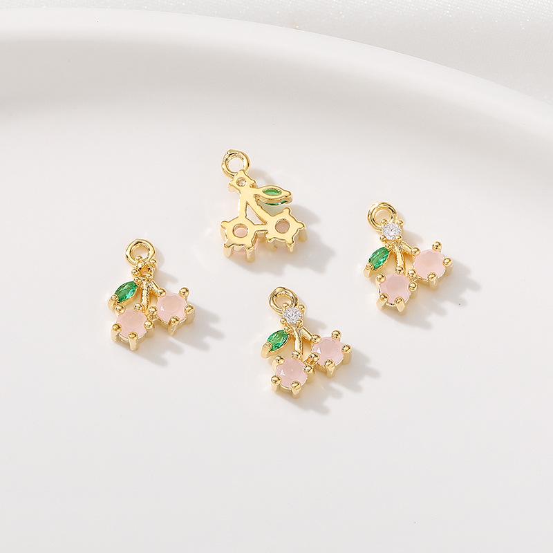 Сохраняющее цвет Позолоченное 14K Золотом Подвеска-Шарм Серия Фрукты для Браслетов DIY: Клубника, Ананас, Виноград