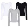 Shop   Women S Korean Made USefUl Plain 100  Cotton U Neck lS Tee Lyd wSh A0070